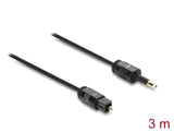 Delock TOSLINK Kabel mini TOSLINK 3,5 mm Stecker auf TOSLINK Stecker, Ø 2,2 mm, 3 m, schwarz