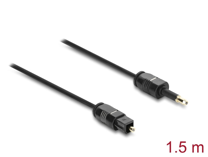 Delock TOSLINK Kabel mini TOSLINK 3,5 mm Stecker auf TOSLINK Stecker, Ø 2,2 mm, 1,5 m, schwarz