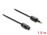 Delock TOSLINK Kabel mini TOSLINK 3,5 mm Stecker auf TOSLINK Stecker, Ø 2,2 mm, 1,5 m, schwarz