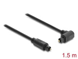 Delock TOSLINK Kabel Stecker 90° gewinkelt auf Stecker gerade, Ø 4 mm, 1,5 m, schwarz