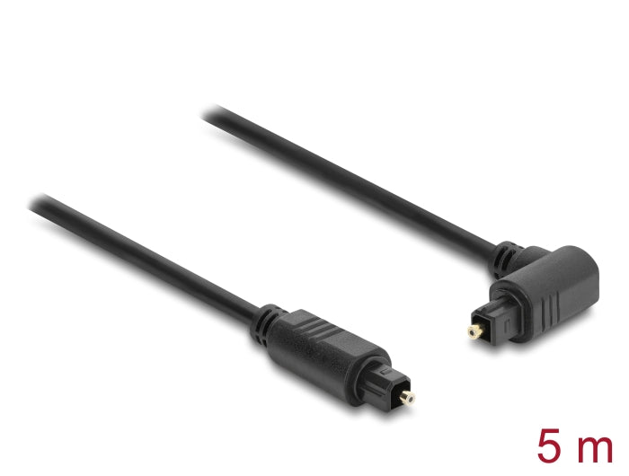 Delock TOSLINK Kabel Stecker 90° gewinkelt auf Stecker gerade, Ø 4 mm, 5 m, schwarz