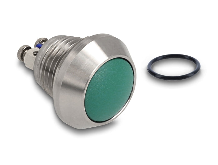Delock Drucktaster zum Einbau 12 mm 2 x Schraubklemme tastend grün