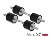 Delock Vibrationsdämpfer M4 x 0,7 mm D 15 x H 15 mm mit 2 x Außengewinde 4 Stück schwarz