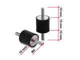 Delock Vibrationsdämpfer M4 x 0,7 mm D 15 x H 15 mm mit 2 x Außengewinde 4 Stück schwarz