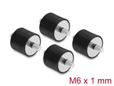 Delock Vibrationsdämpfer M6 x 1 mm D 25 x H 20 mm mit 2 x Außengewinde 4 Stück schwarz