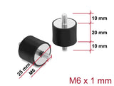 Delock Vibrationsdämpfer M6 x 1 mm D 25 x H 20 mm mit 2 x Außengewinde 4 Stück schwarz