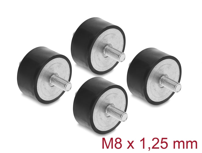 Delock Vibrationsdämpfer M8 x 1,25 mm D 40 x H 20 mm mit 2 x Außengewinde 4 Stück schwarz