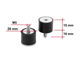 Delock Vibrationsdämpfer M5 x 0,8 mm D 20 x H 15 mm mit Innen und Außengewinde 4 Stück schwarz