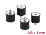 Delock Vibrationsdämpfer M6 x 1 mm D 25 x H 20 mm mit Innen und Außengewinde 4 Stück schwarz