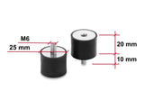 Delock Vibrationsdämpfer M6 x 1 mm D 25 x H 20 mm mit Innen und Außengewinde 4 Stück schwarz