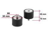Delock Vibrationsdämpfer M6 x 1 mm D 30 x H 20 mm mit Innen und Außengewinde 4 Stück schwarz