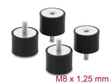 Delock Vibrationsdämpfer M8 x 1,25 mm D 40 x H 30 mm mit Innen und Außengewinde 4 Stück schwarz