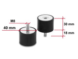 Delock Vibrationsdämpfer M8 x 1,25 mm D 40 x H 30 mm mit Innen und Außengewinde 4 Stück schwarz