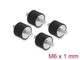 Delock Vibrationsdämpfer M6 x 1 mm D 20 x H 15 mm mit 2 x Außengewinde 4 Stück schwarz