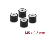 Delock Vibrationsdämpfer M5 x 0,8 mm D 20 x H 15 mm mit 2 x Innengewinde 4 Stück schwarz