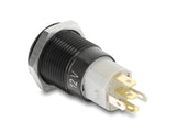 Delock Druckschalter zum Einbau schwarz 16 mm 12 V 5 x Lötanschluss LED rot rastend Powersymbol + Ring