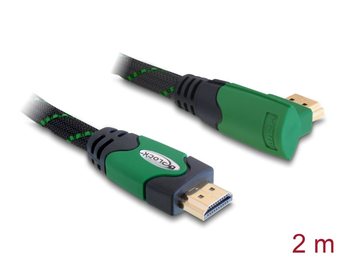 Delock Kabel High Speed HDMI mit Ethernet – HDMI A Stecker > HDMI A Stecker gewinkelt 4K 2 m