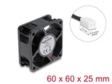 Delock Axiallüfter 48 V DC, 60 x 60 x 25 mm mit 2 Pin Lüfteranschluss schwarz