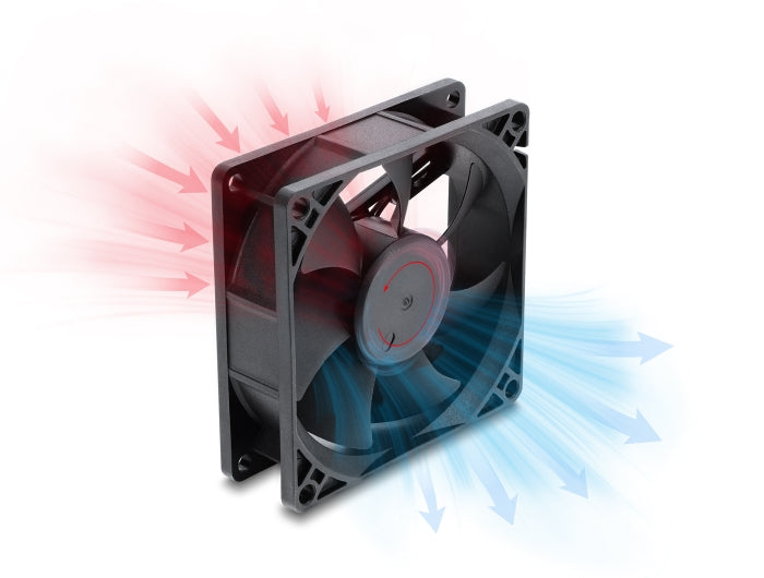 Delock Axiallüfter 48 V DC, 80 x 80 x 25 mm mit 2 Pin Lüfteranschluss schwarz
