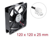 Delock Axiallüfter 48 V DC, 120 x 120 x 25 mm mit 2 Pin Lüfteranschluss schwarz