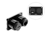 Delock Dual Einbaubuchse USB 10 Gbps USB Type-C™ Buchse PD 100 W + RJ45 Buchse Cat.6 schwarz