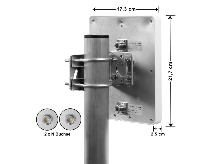 Delock WiFi 6 MIMO Antenne 2 x N Buchse 8 dBi direktional Mastmontage outdoor