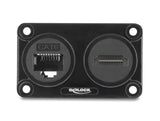 Delock Dual Einbaubuchse RJ45 Buchse Cat.6 + HDMI Buchse 4K schwarz