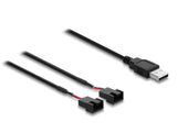 Delock Lüfterkabel USB Typ-A Stecker zu 2 x 4 Pin Lüfteranschluss-Stecker (2 Pins belegt) mit Schalter 1 m