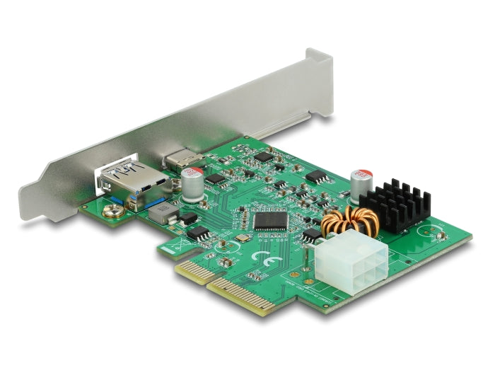 Delock PCI Express x4 Karte zu 1 x extern USB Type-C™ Buchse mit PD Funktion + 1 x extern USB Typ-A Buchse USB 10 Gbps