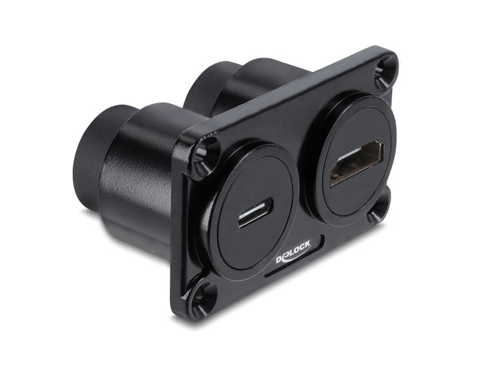 Delock Dual Einbaubuchse USB 10 Gbps USB Type-C™ Buchse PD 100 W + HDMI Buchse 4K schwarz
