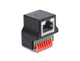 Delock RJ45 Buchse zu Terminalblock mit Drucktaster Adapter 90° gewinkelt
