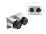 Delock Dual Einbaubuchse USB 5 Gbps Typ-A Buchse + USB 10 Gbps USB Type-C™ Buchse PD 100 W silber