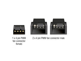 Delock Y-Lüfterkabel 1 x 4 Pin PWM Buchse zu 2 x 4 Pin PWM Stecker mit Geflechtummantelung 13,5 cm schwarz