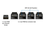 Delock Lüfterkabel Splitter 1 x 4 Pin PWM Buchse zu Stecker + 3 x 4 Pin Stecker (3 Pins belegt) mit Geflechtummantelung 40 cm schwarz