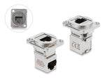 Delock D-Typ Modul RJ45 Buchse zu Buchse 90° gewinkelt Cat.6A silber