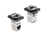 Delock D-Typ Modul RJ45 Buchse zu Buchse 90° gewinkelt Cat.6A schwarz / silber