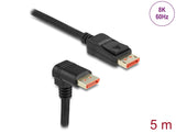 Delock DisplayPort Kabel Stecker gerade zu Stecker 90° unten gewinkelt 8K 60 Hz 5 m