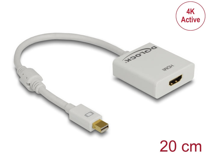 Delock Adapter mini DisplayPort 1.2 Stecker > HDMI Buchse 4K Aktiv weiß