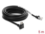 Delock GigE Kamera Kabel RJ45 Stecker 90° gewinkelt mit Schrauben, Steckerlänge 28 mm zu RJ45 Stecker Cat.6 S/FTP 5 m schwarz
