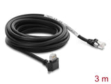 Delock GigE Kamera Kabel RJ45 Stecker 90° gewinkelt mit Schrauben, Steckerlänge 28 mm zu RJ45 Stecker Cat.6 S/FTP 3 m schwarz