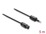 Delock TOSLINK Kabel mini TOSLINK 3,5 mm Stecker auf TOSLINK Stecker, Ø 2,2 mm, 5 m, schwarz