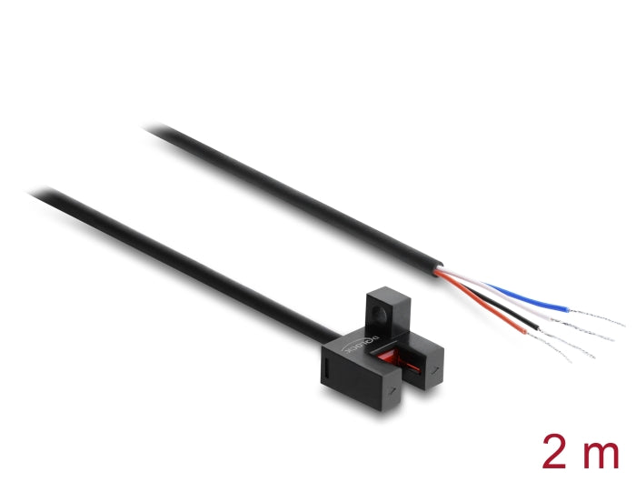 Delock Gabellichtschranke 5 mm Typ F mit 4 x offenen Kabelenden PNP L/D umschaltbar 2 m