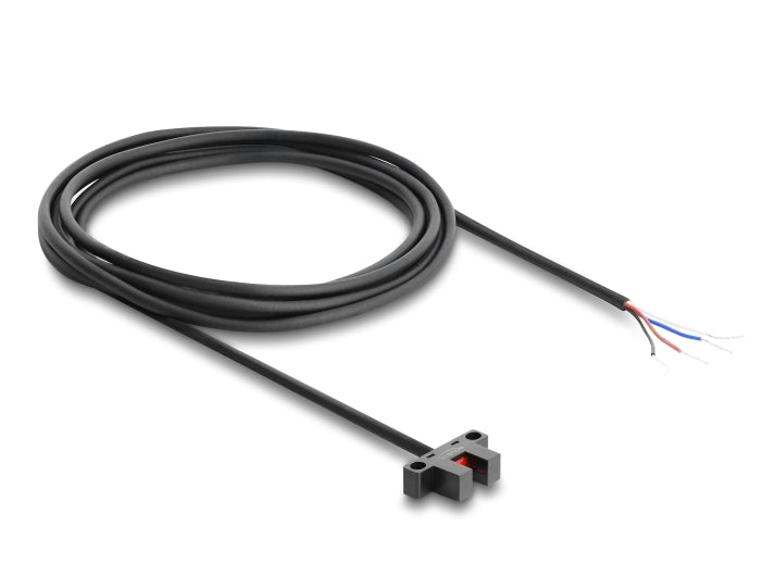 Delock Gabellichtschranke 5 mm Typ K mit 4 x offenen Kabelenden PNP L/D umschaltbar 2 m