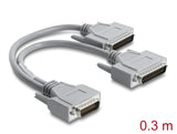 Delock Adapter Y-Kabel Seriell RS-232 LFH D-Sub HD 60 Pin Stecker zu 2 x D-Sub 25 Stecker 0,3 m grau