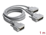 Delock Adapter Y-Kabel Seriell RS-232 LFH D-Sub HD 60 Pin Stecker zu 2 x D-Sub 25 Stecker 1 m grau