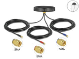 Delock Multiband LTE-MIMO UMTS GSM GNSS Antenne 3 x SMA Stecker omnidirektional Dachmontage schwarz outdoor
