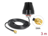 Delock LTE / GSM / UMTS Antenne SMA Stecker 2 dBi starr omnidirektional mit Anschlusskabel (RG-174, 3 m) outdoor schwarz