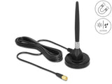 Delock GSM Antenne SMA Stecker Schraubmontage 3 dBi starr omnidirektional mit magnetischem Standfuß und Anschlusskabel RG-174 3 m outdoor schwarz