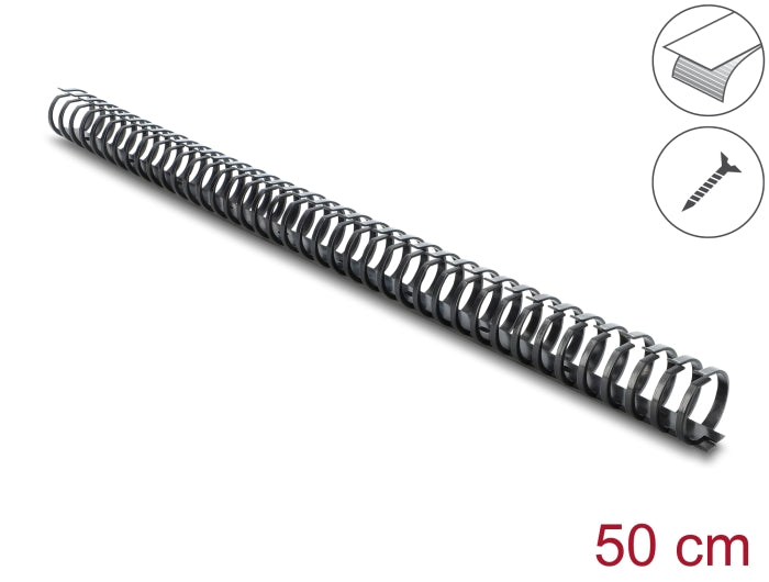Delock Kabelkanal Flexibel selbstklebend schraubbar 34 x 35 mm - Länge 50 cm schwarz