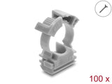 Delock Kabelschlauchhalter mit Verschlussclip, schraubbar für 16 mm Kabelschutzschlauch, 100 Stück, grau
